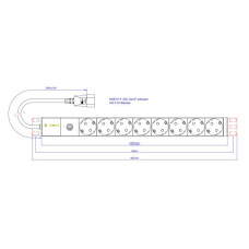 Блок PDU, 8 x SCHUKO ,вилка IEC C14, кабель живлення 3м. CONTEG DP-RP-08-SCHUF-IEEC14