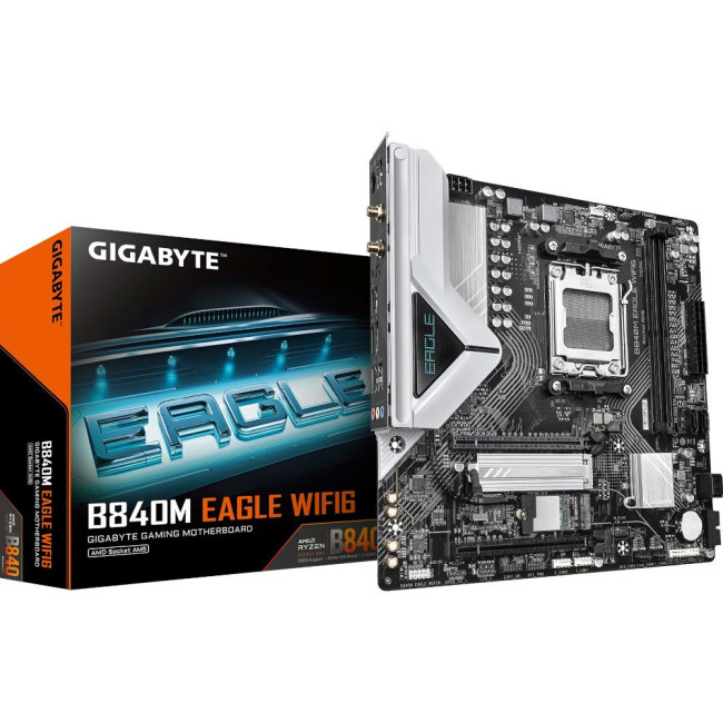 Mатеринська плата sAM5 AMD B840 DP/HDMI 2xM.2 2.5GbE LAN mATX GIGABYTE B840M EAGLE WIFI6