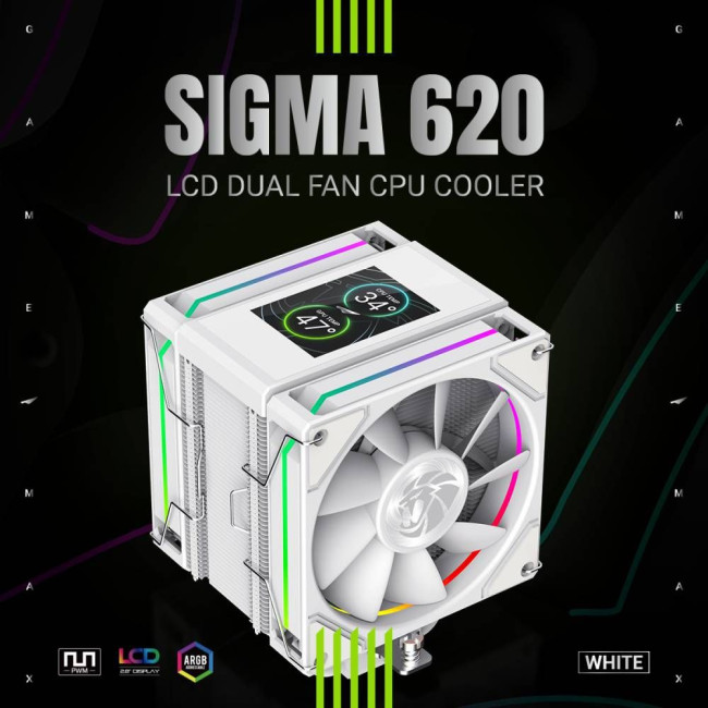 Кулер для процесора TDP245W800-1800RPM71.66CFM 2.54mm 3pin AURA 4pin PWM           Intel LGA1821/170 GAMEMAX SIGMA 620 WH