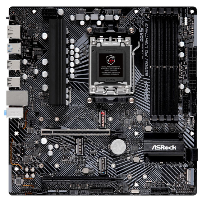 Mатеринська плата sAM5 AMD B650 DP/HDMI 3xM.2 4xDDR5 2.5GbE LAN mATX ASROCK B650M PG LIGHTNING