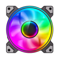 Кулер для корпусу 120 мм, ARGB 3pin 5V(M/F),Molex+3pin, AURA SYNC or ARGB HUB GAMEMAX Dual Ring Infinity BK