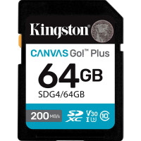 Карта пам'яті 64GB SDXC Canvas Go Plus Gen4 200MB/s C10 UHS-I U3 V30 KINGSTON SDG4/64GB