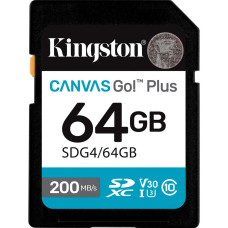 Карта пам'яті 64GB SDXC Canvas Go Plus Gen4 200MB/s C10 UHS-I U3 V30 KINGSTON SDG4/64GB