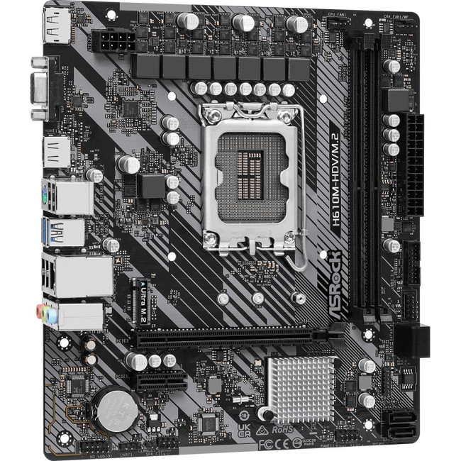 Материнська плата Intel s1700 H610 HDMI/DP/VGA1xM.2 GbE Lan mATX ASROCK H610M-HDV/M.2 R2.0