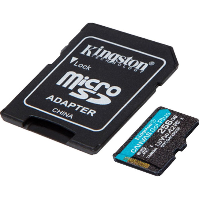 Карта пам'яті 256GB microSDXC Canvas Go Plus Gen4 200MB/s A2 U3 V30 Card + ADP KINGSTON SDCG4/256GB
