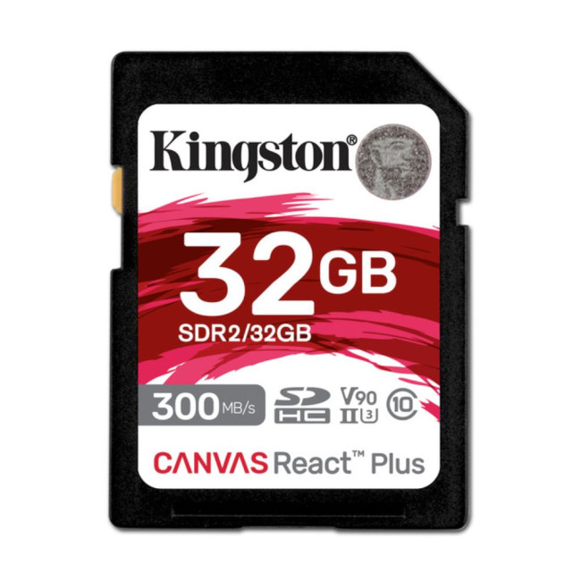 Карта пам'яті 32GB SDXC UHS-II Canvas React Plus 280R/100W U3, V60 for Full HD/4K KINGSTON SDR2/32GB