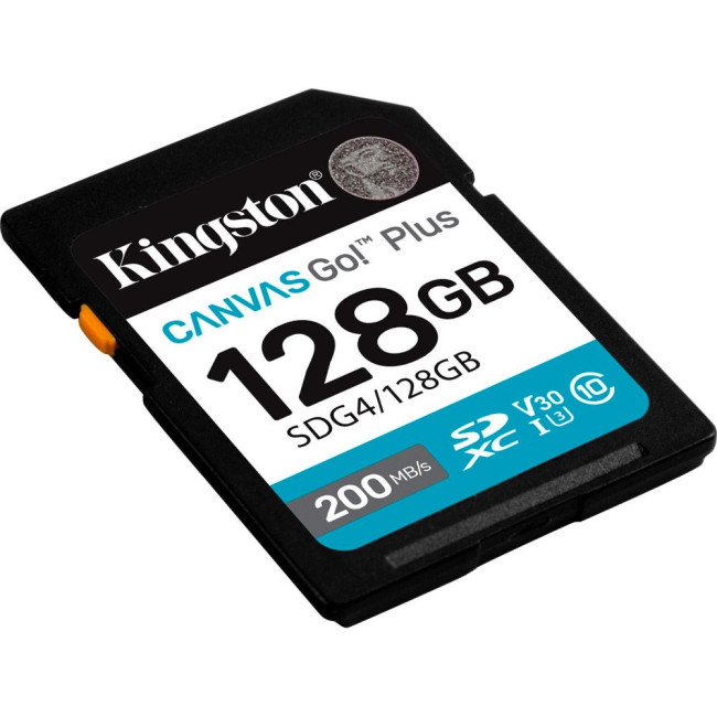 Карта пам'яті 128GB SDXC Canvas Go Plus Gen4 200MB/s C10 UHS-I U3 V30 KINGSTON SDG4/128GB