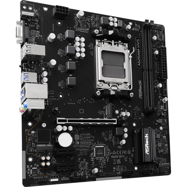 Mатеринська плата sAM5 AMD A620A HDMI/VGA 2xM.2 2xDDR5 GbE LAN mATX ASROCK A620AM-HVS