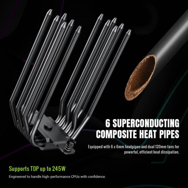 Кулер для процесора TDP245W800-1800RPM71.66CFM 2.54mm 3pin AURA 4pin PWM           Intel LGA1821/170 GAMEMAX SIGMA 620 BK