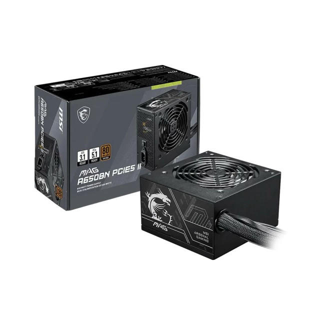 Блок живлення MSI ATX 650W MAG A650BN PCIE5 II, EU, 650W, Non-Modular, Bronze 80 Plus, Color Box MSI MAG A650BN PCIE5 II