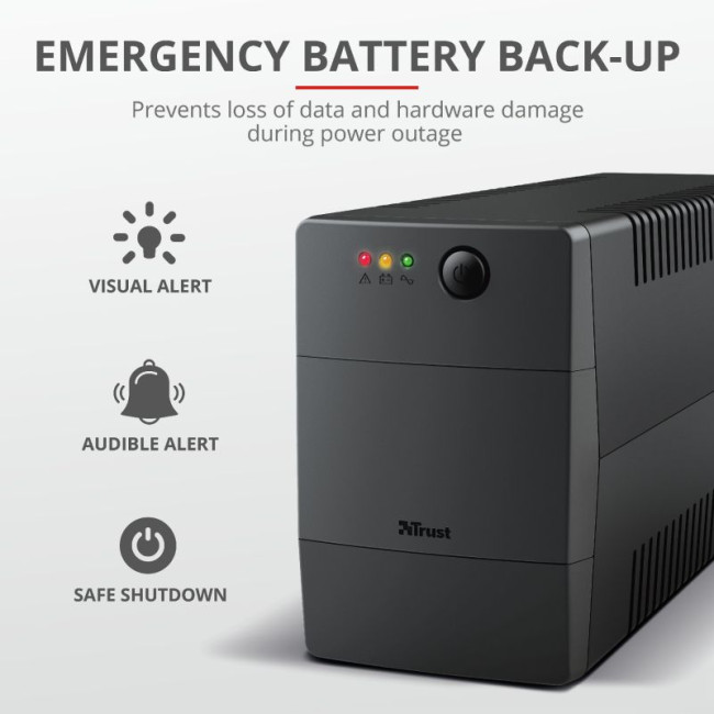 Джерело безперебійного живлення  Paxxon 800Va UPS 2 Outlets TRUST Paxxon 800Va UPS 2 Outlets (23503)