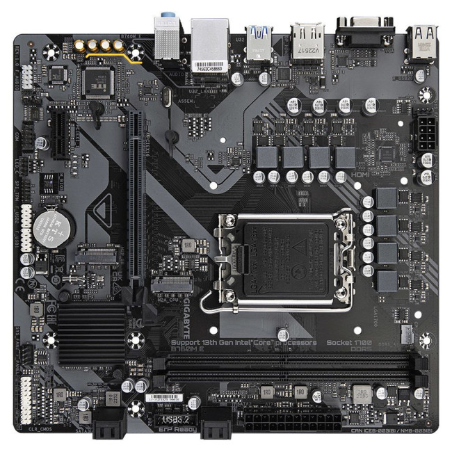 Mатеринська плата s1700 Intel B760 HDMI/DP/VGA 2xDDR5 2xM.2 GbE LAN mATX GIGABYTE B760M E