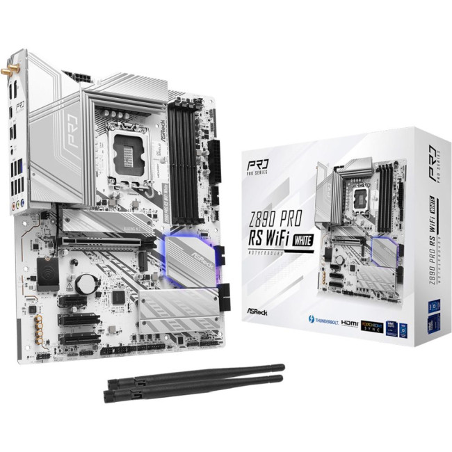 Mатеринська плата s1851 Intel Z890 4xDDR5 DP/HDMI/2xTB4 4xM.2 2.5GbE LAN ATX ASROCK Z890 PRO RS WIFI WHITE