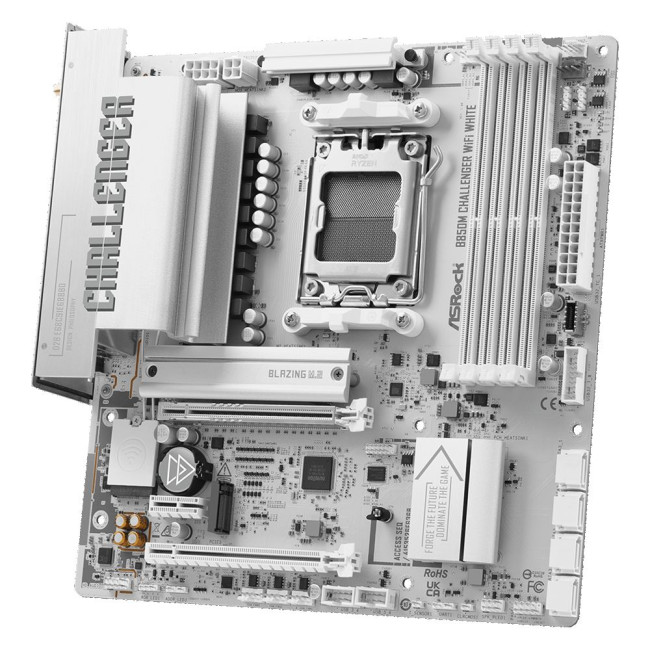 Mатеринська плата sAM5 AMD B850 4xDDR5 HDMI 2xM.2 2.5GbE LAN mATX ASROCK B850M CHALLENGER WIFI WHITE