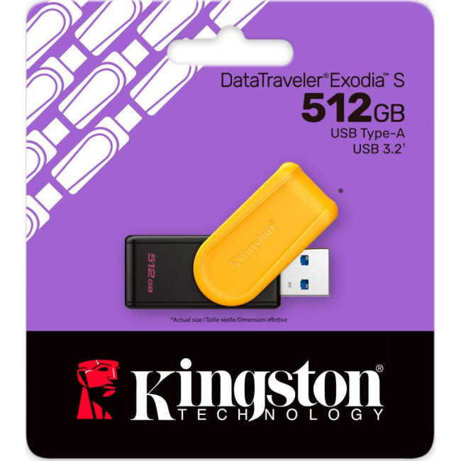Флеш пам'ять 512GB USB 3.2 Gen 1 DataTraveler Exodia S (Black + Yellow) KINGSTON DTXS/512GB