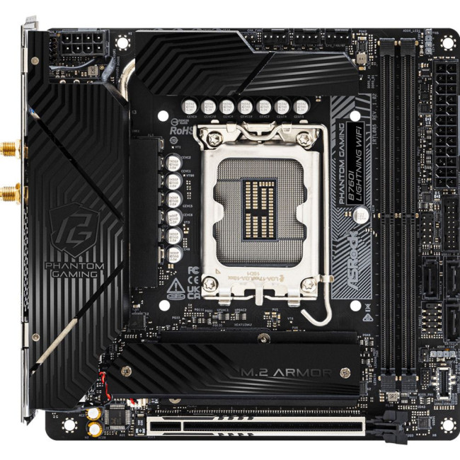 Mатеринська плата s1700 Intel B760 HDMI/DP 2xM.2 2xDDR5 2.5GbE LAN mini-ITX ASROCK B760I LIGHTNING WIFI