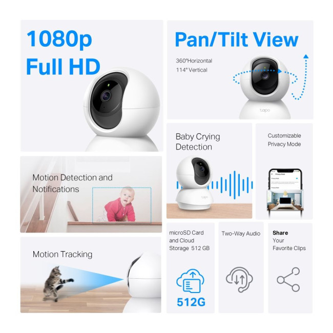 Домашняя Wi-Fi камера TP-Link, Tapo C200C TP-LINK Tapo C200C