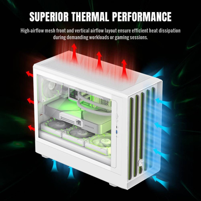 Корпус М-ATX без блока живлення , загартоване скло, пластик  M-ATX,ITX  USB 3.0*1, Type -C*1, RGB Co GAMEMAX Claw 360 WH