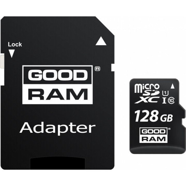 Карта пам'яті 128GB microCARD SDXC C10 UHS-I 100R/10W U1 + adapter GOODRAM M1AA-1280R12
