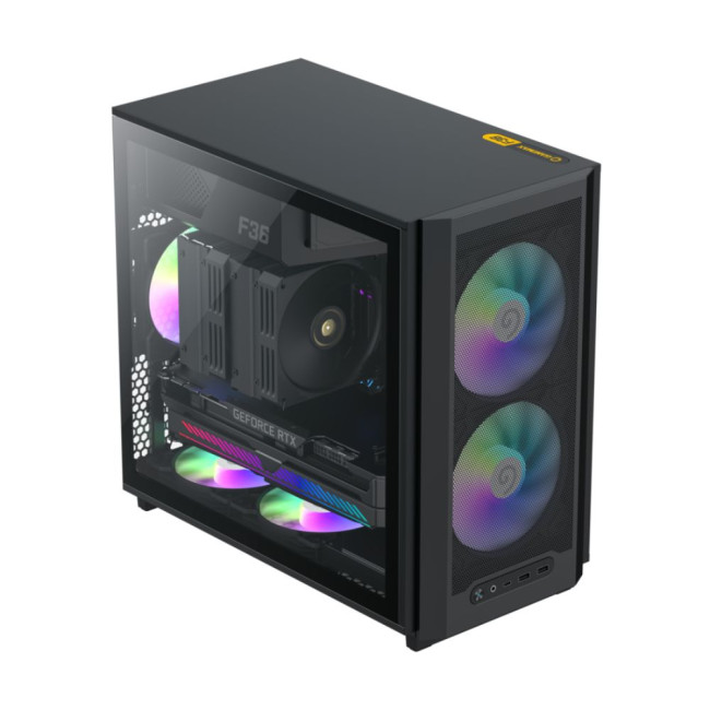Корпус Micro ATX без блока живлення, чорний, загартоване скло, Mini Tower, M-ATX(200mm), Mini ITX GAMEMAX F36 BK