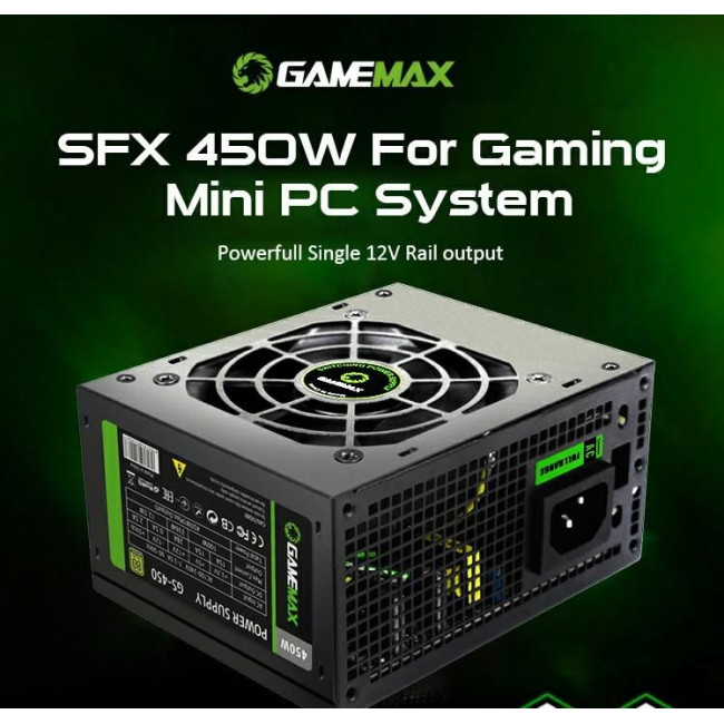 Блок живлення SFX 450W, 80 Bronze,fan 80mmOVP,OLP,SCP GAMEMAX GS-450 80+