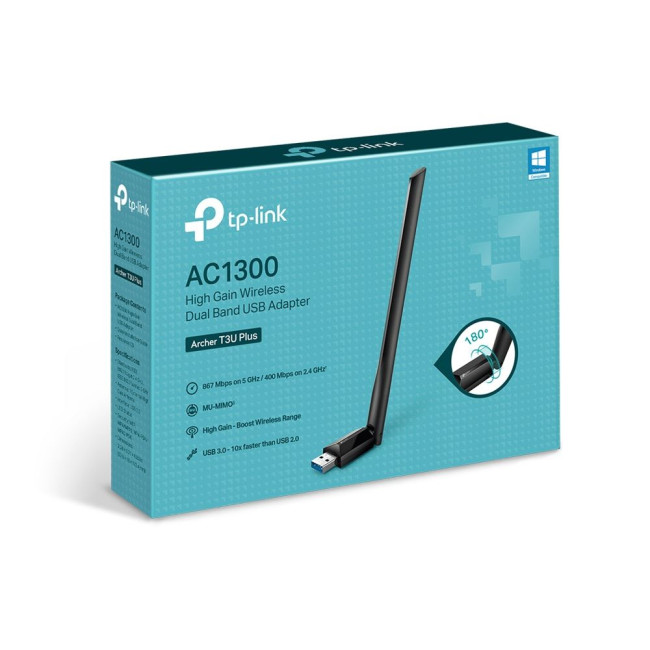 Бездротовий мережевий USB адаптер TP-LinkAC1300 Wi-Fi/USB 3.0/High Gain Ext Antenna/MU-MIMO TP-LINK Archer T3U Plus
