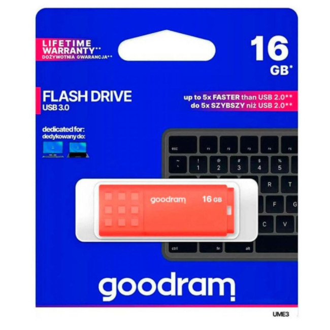 Флеш пам'ять 16GB UME3 ORANGE 60R/20W USB 3.2 Gen1 GOODRAM UME3-0160O0R11
