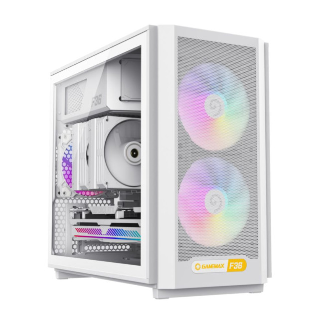 Корпус Micro ATX без блока живлення, білий, загарттоване скло, Mini Tower, M-ATX(200mm), Mini ITX GAMEMAX F36 WH