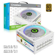 Блок живлення 1050W, 80 Gold,ARGB ring fan 140mm,fully modularOPP, OVP, UVP, OCP, OTP, SCP GAMEMAX RGB1050 PRO WH (ATX3.1PCIe5.1)