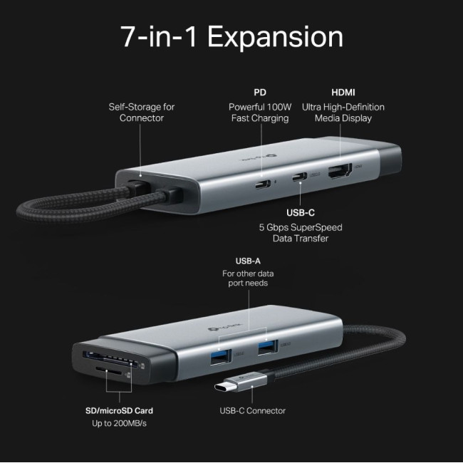 Хаб USB Type-C 7 в 1 TP-Link, UH7020C TP-LINK UH7020C