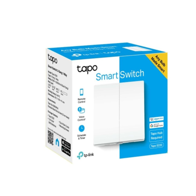 Розумний вимикач світла, 2-канальний 1-сторонній TP-Link, Tapo S220 TP-LINK Tapo S220
