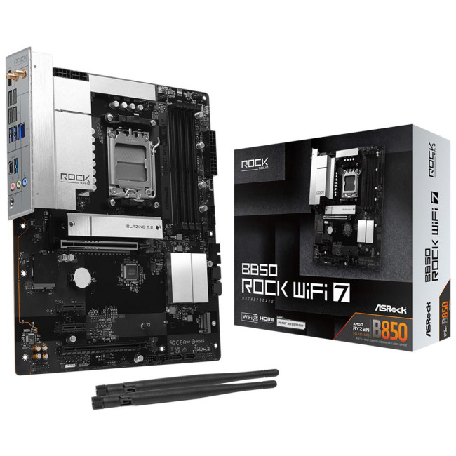 Mатеринська плата sAM5 AMD B850 4xDDR5 HDMI 2xM.2 2.5GbE LAN ATX ASROCK B850 ROCK WIFI 7