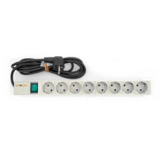 Блок розеток (8xSchuko), вилка Schuko, вимикач,шнур живл 3м, 1U CONTEG DP-RP-08-SCHUS