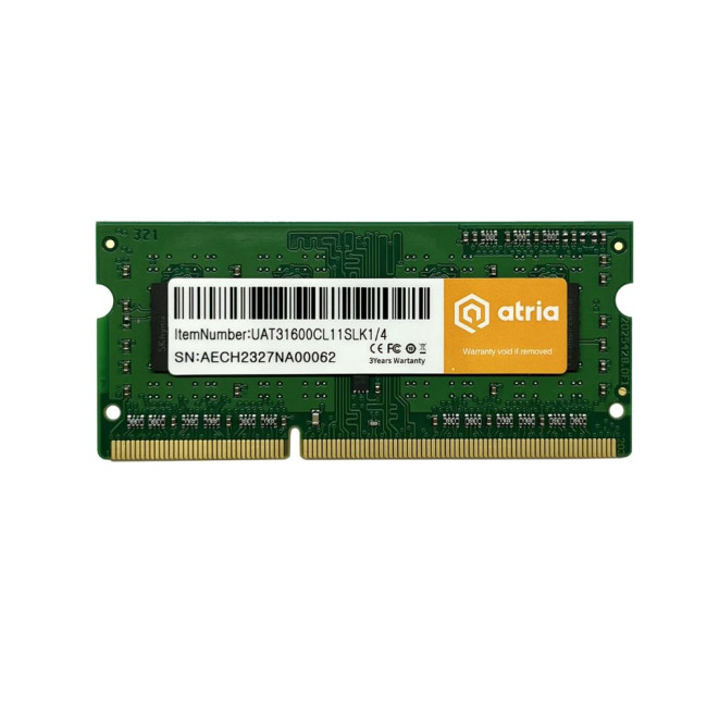 модуль пам'яті 4Gb DDR3 1600MHz sodimm 1.35V ATRIA UAT31600CL11SLK1/4