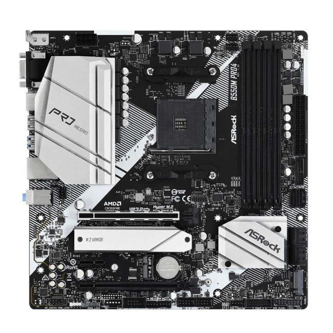 Материнська плата AMD AM4 B5504DDR4 2PCIex16 2M.2 VGA/HDMI/DP TypeC ASROCK B550M PRO4