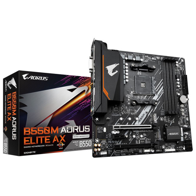 Материнська плата sAM4 AMD B550 HDMI/DVI 2xM.2 GbE Lan mATX GIGABYTE B550M AORUS ELITE AX