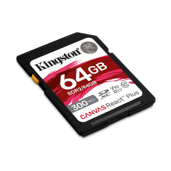 Карта пам'яті 64GB SDXC UHS-II Canvas React Plus 280R/100W U3, V60 for Full HD/4K KINGSTON SDR2/64GB