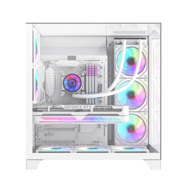 Корпус ATX без блока живлення, загартоване скло, ATX,M-ATX,ITX, VGA Card Length Up to 400mm GAMEMAX Infinity Plus WH