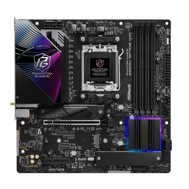 Mатеринська плата sAM5 AMD B850 4xDDR5 HDMI/DP 3xM.2 2.5GbE LAN mATX ASROCK B850M RIPTIDE WIFI