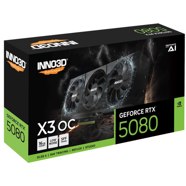 Відеокарта Inno3D NVIDIA GEFORCE RTX 5080 X3 OC INNO3D RTX 5080 X3 OC (N50803-16D7X-17603930)