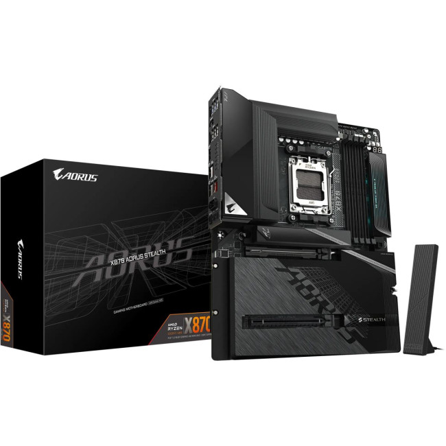 Mатеринська плата sAM5 AMD X870 HDMI/2xUSB4 Type-C 4xM.2 5GbE LAN ATX GIGABYTE X870 AORUS STEALTH