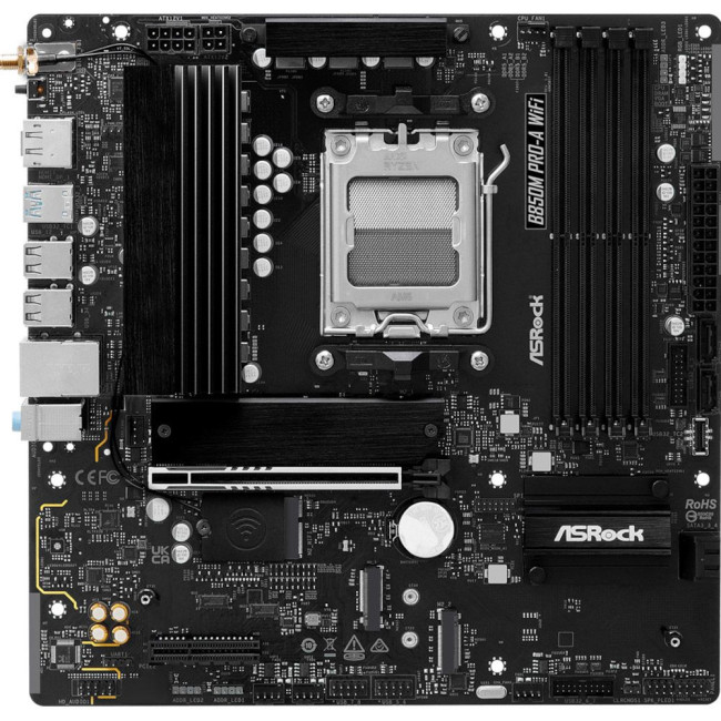 Mатеринська плата sAM5 AMD B850 4xDDR5 HDMI/DP 3xM.2 2.5GbE LAN mATX ASROCK B850M PRO-A WIFI