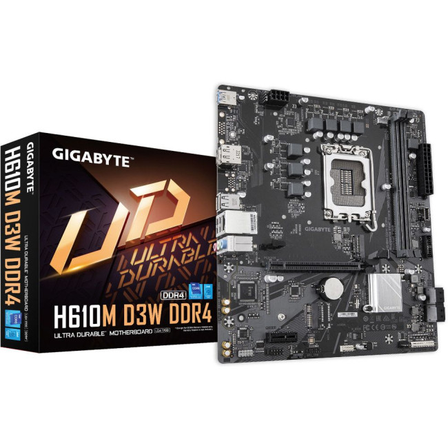 Mатеринська плата s1700 Intel H610 DP/HDMI 1xM.2 GbE LAN mATX GIGABYTE H610M D3W DDR4