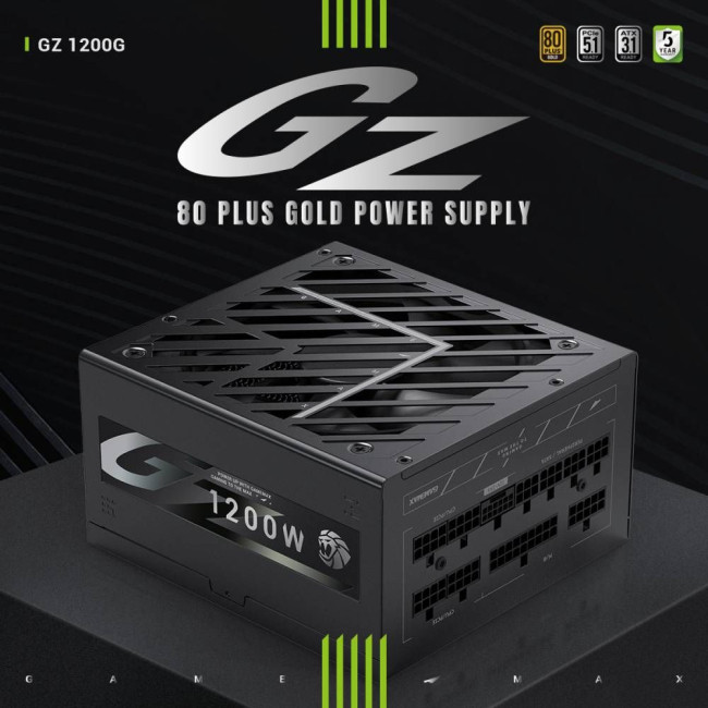 Блок живлення ATX 3.1 & PCIe5.1_ 1200W, 80+ Gold, fan 135mm,fully modular ,Japanese 105°C and solid GAMEMAX GZ 1200G BK
