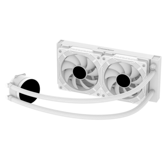 Процесорний кулер 62.82 CFM, 1.89mmH20, 32dBA, 800-2000RPM ,water pump: RPM 2300, NOICE 26.9dBA, Con GAMEMAX IceChill 240V White