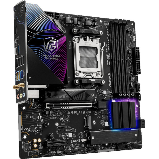 Mатеринська плата sAM5 AMD B850 4xDDR5 HDMI/DP 3xM.2 2.5GbE LAN mATX ASROCK B850M RIPTIDE WIFI