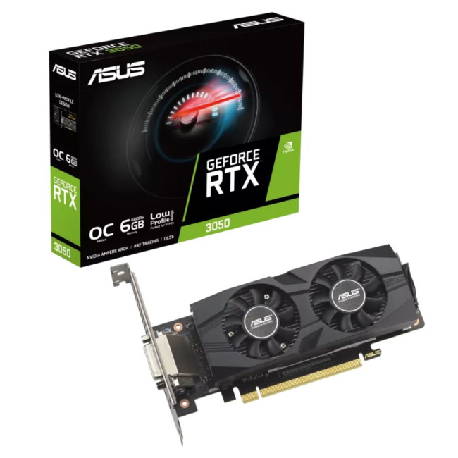 Відеокарта NVIDIA RTX 3050/DUAL/OC/LP/BRK/6GB/GDDR6 ASUS RTX3050-O6G-LP-BRK