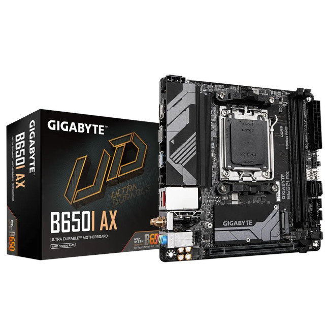Mатеринська плата sAM5 AMD B650 HDMI 3xM.2  2.5GbE LAN ATX GIGABYTE B650I AX