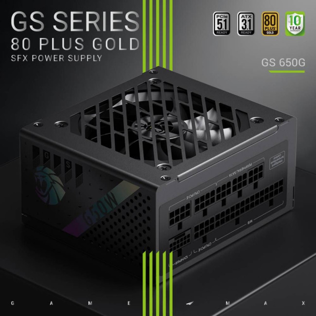 Блок живлення SFX 650W, 80plus Gold,fan 92mm, fully modular OPP / OVP/ UVP / OCP/ SCP / OTP / NLP / GAMEMAX GS 650G V25