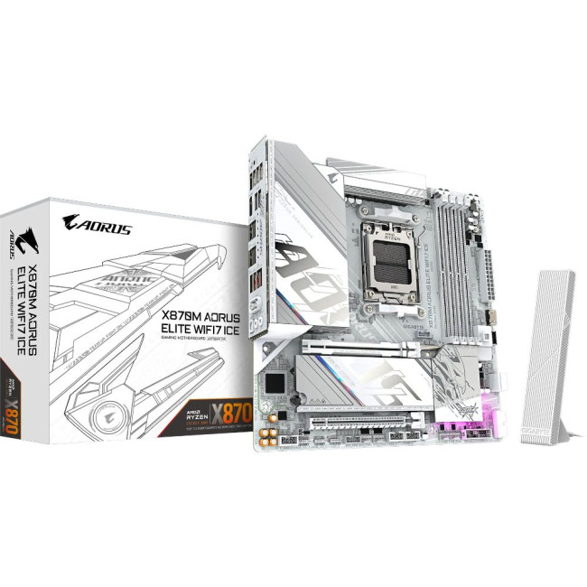 Mатеринська плата sAM5 AMD X870 2xHDMI/2xUSB4 2xM.2 2.5GbE LAN mATX GIGABYTE X870M AORUS ELITE WIFI7 ICE